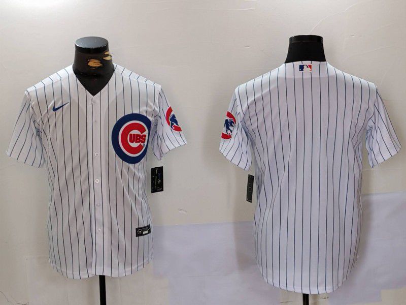 Men Chicago Cubs Blank White stripe Game 2024 Nike MLB Jersey style 2